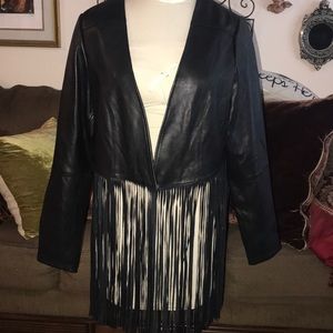 6th & Lane by LB LEATHER Fringe Jacket 18/20W EUC